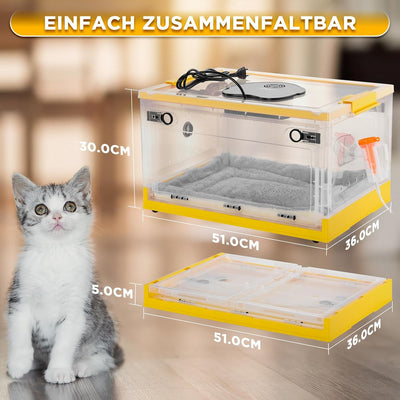 TURBRO 55L Brutkasten/Inkubator für Welpen, Kätzchen, mit präziser Heizungs- und Gebläsesteuerung, m