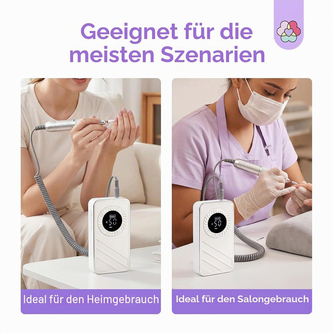 SAVILAND Nagelfräser Kabellos Professionell, Elektrische Nagelfeile Maniküre Set Elektrisch 50000RPM
