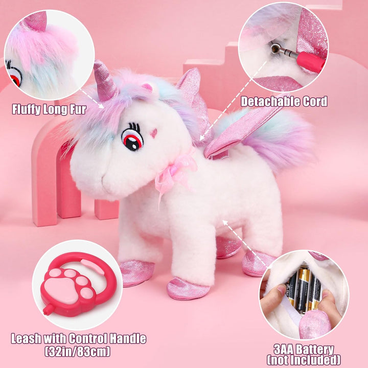 Kuscheltier Einhorn Spielzeug 3 4 5 6 7 8 Jahre, Plüschtier Haustier Interaktives Elektrischer Spiel