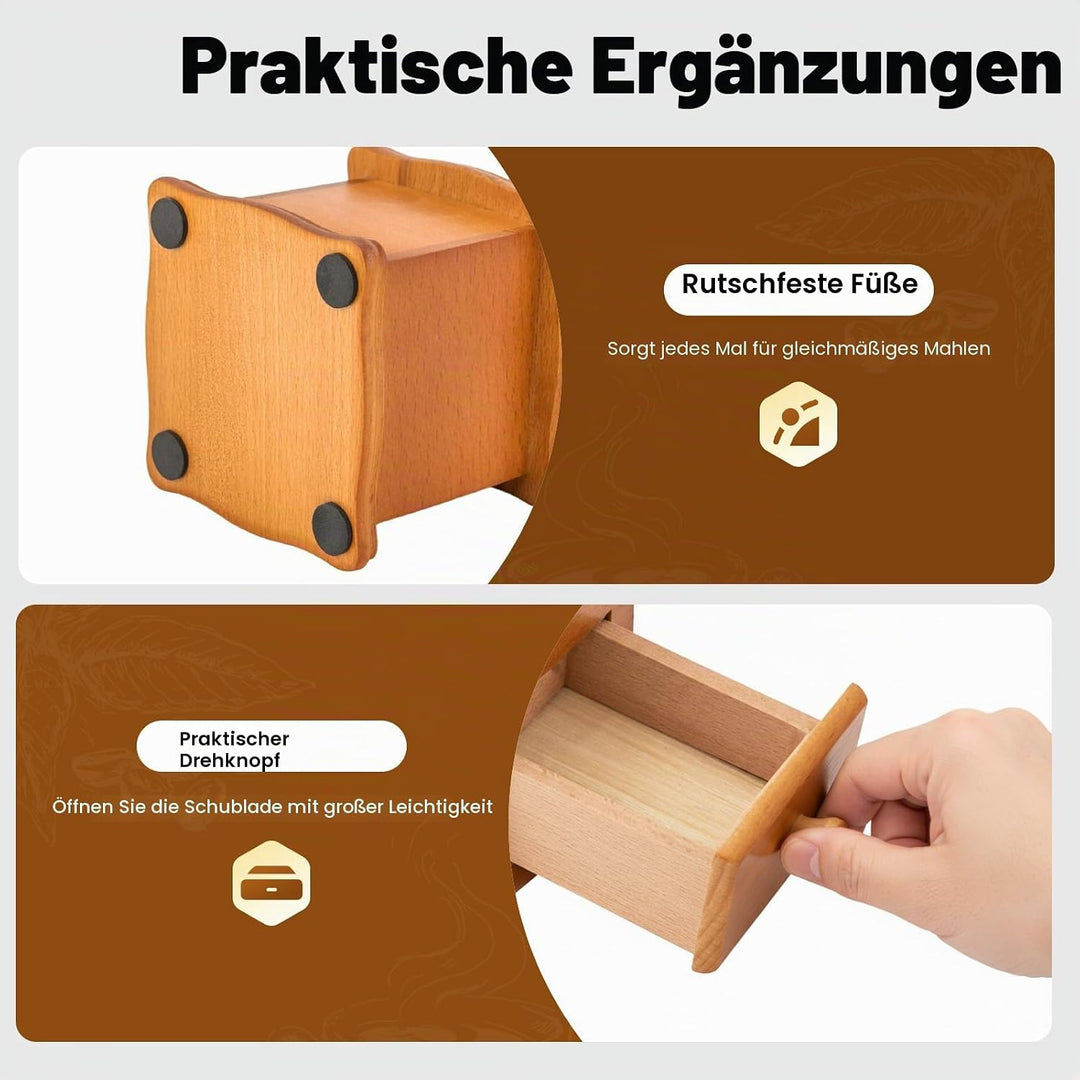 Kaffeemühle Manuell, Braun Retro Manuelle Kaffeemühle, 9,5x6,5x16 cm, handmühle für kaffeebohnen, gr