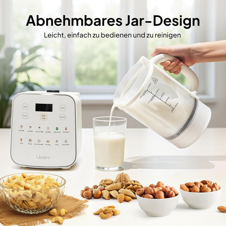 Nussmilchbereiter 12‑in‑1,1.5 Lautomatischer Sojamilchmaker,abnehmbares Design,Mandel-/Hafermilch &
