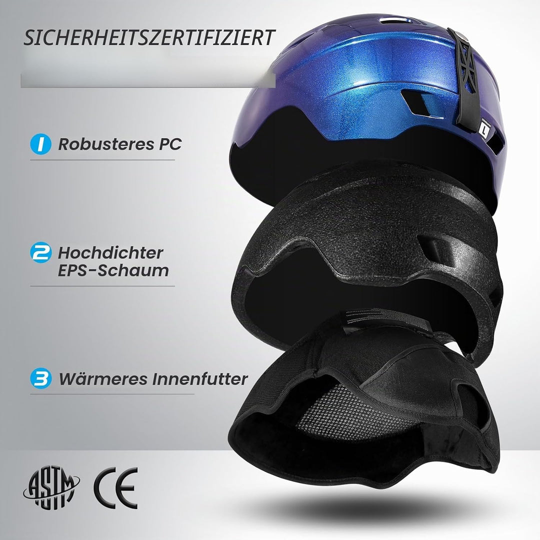 Odoland Skihelm und Skibrille Set Snowboardhelm mit Snowboardbrille für Damen und Herren Ski Goggles