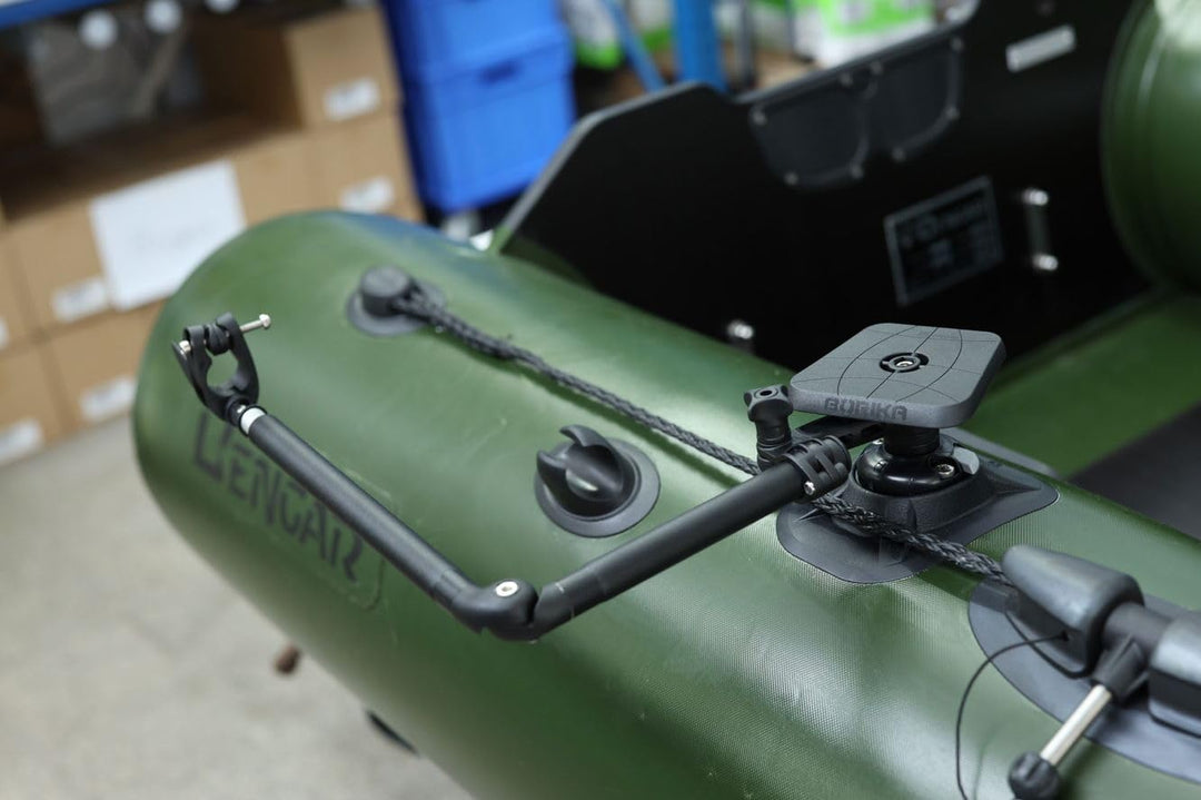 Railblaza kompatible Echolothalterung mit Teleskop Geberstange und Plattform, Farbe:schwarz, Schwarz