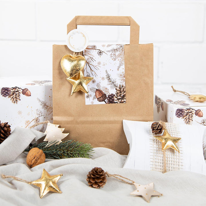 Logbuch-Verlag 18 Gold weisse Baumanhänger Weihnachten aus Metall 5 cm edel Stern Baum Herz Deko Bau