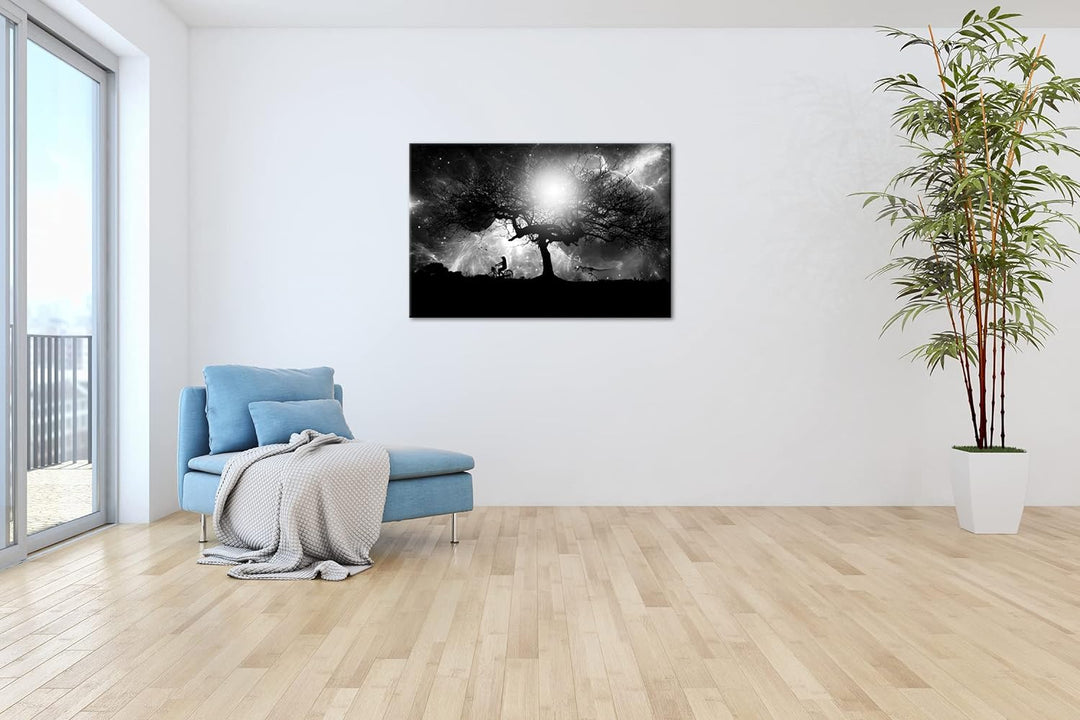 deyoli Fantasie Landschaft einsamer Baum Format: 80x60 Effekt: Schwarz&Weiss als Leinwandbild, Motiv