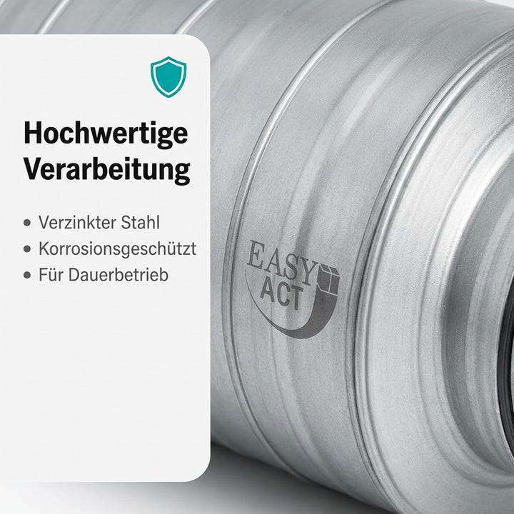 Easy Act Schalldämpfer Ø 100 mm, Länge 300 mm, effizienter Rohrschalldämpfer aus verzinktem Stahl zu
