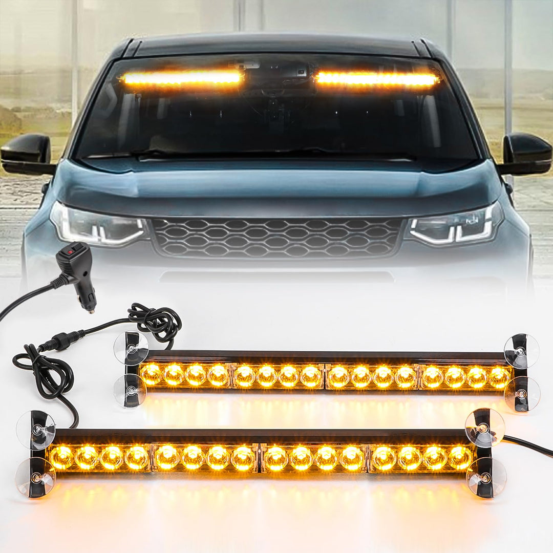 ROUTEKING 12V/24V Warnleuchte 32 LED Frontblitzer - 23 Modi Blitzleuchte 2x42.6cm Starker Rundumleuc