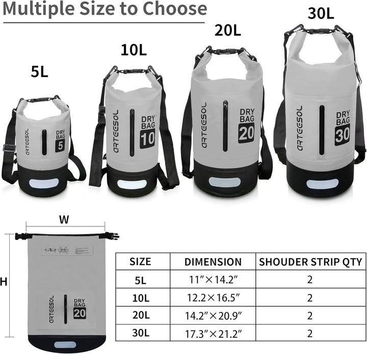 Dry Bag - 5L 10L 20L 30L Waterproof trockener Beutel/Sack wasserdichte Tasche mit Langem justierbare