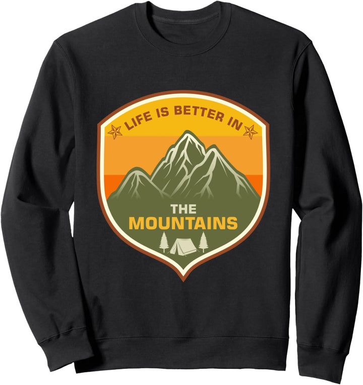Leben mit den Bergen Wildlife Adventures Camping Sweatshirt