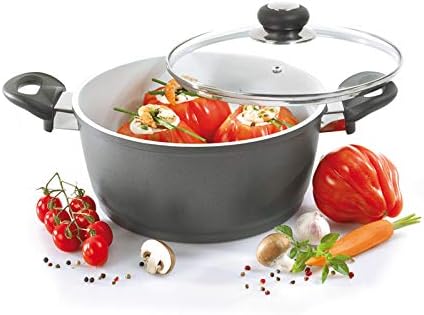 KRÜGER Karl 22020 O Aluguss Fleischtopf mit Glasdeckel Oslo 20 cm, Schwarz, 20 cm