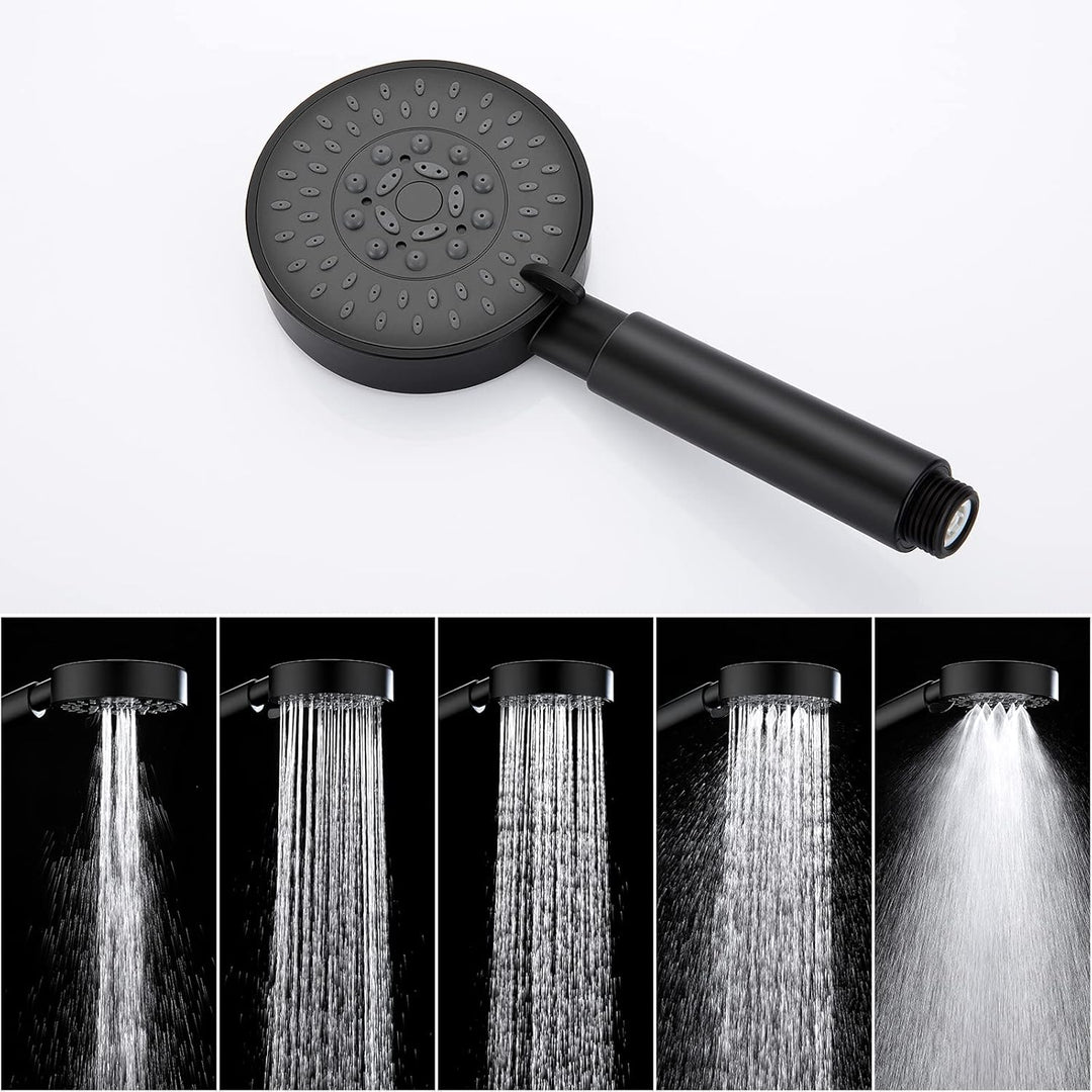 Auralum Badewannenarmatur Schwarz mit Handbrause, Badewannenarmaturen mit Brause 5 Funktionen und 1,
