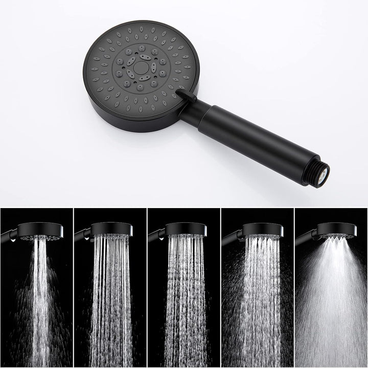 Auralum Badewannenarmatur Schwarz mit Handbrause, Badewannenarmaturen mit Brause 5 Funktionen und 1,