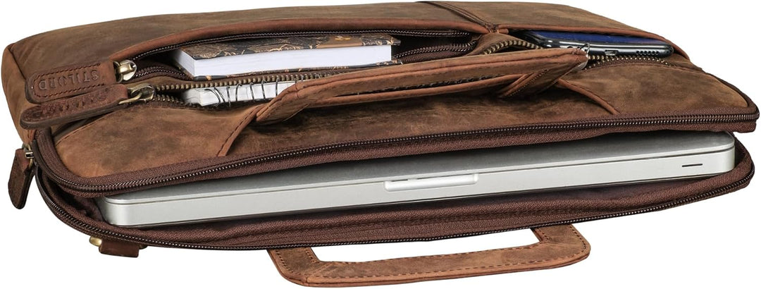 STILORD "Cole Vintage Laptoptasche 14 Zoll Leder Herren Schmal Laptophülle Echtleder Dokumententasch