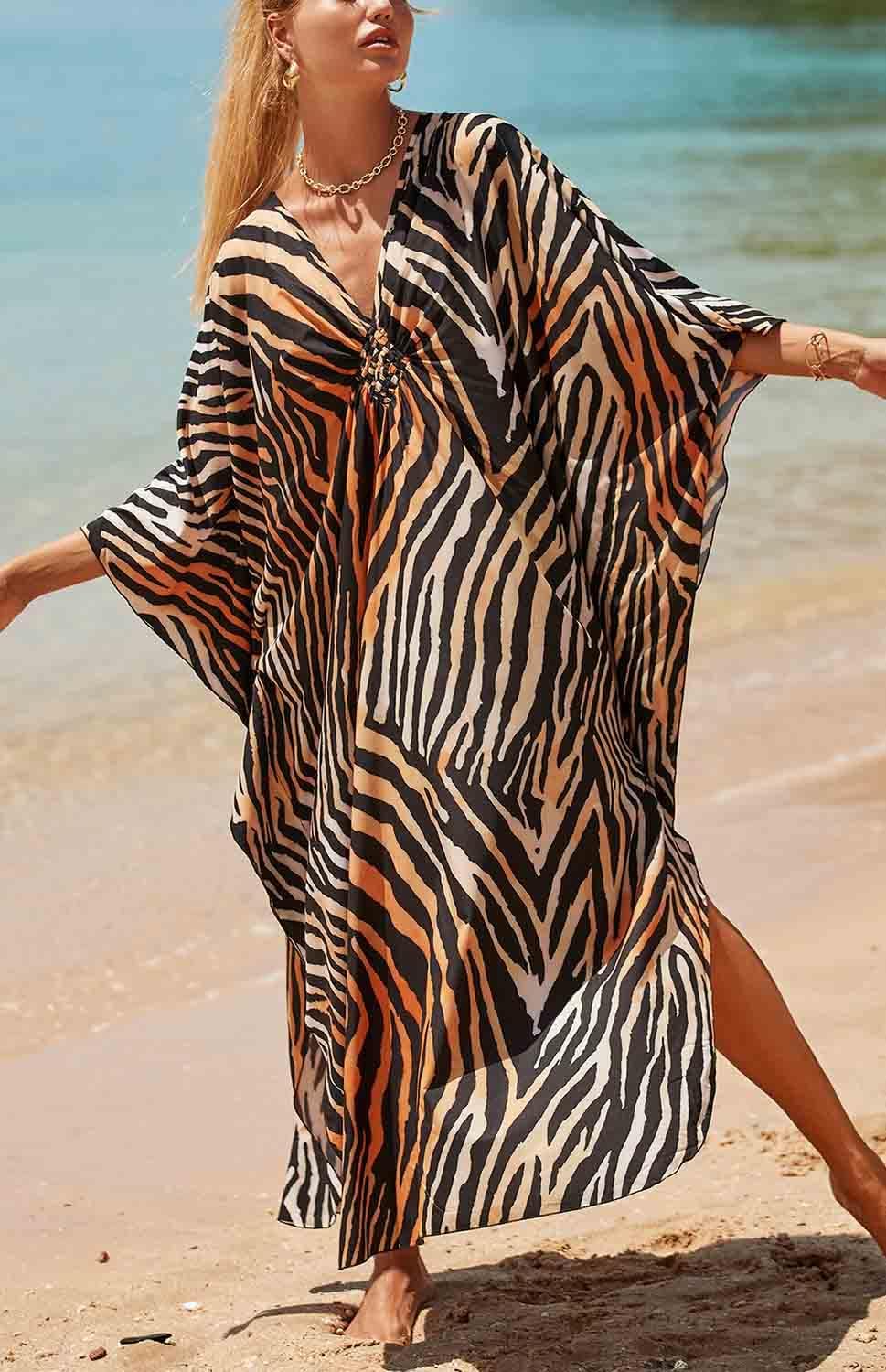 Orshoy Damen Strandkleid Maxi Kaftan Lang Bikini Cover Up Sommekleid Maxi Kleid Freizeitkleid Nachtw