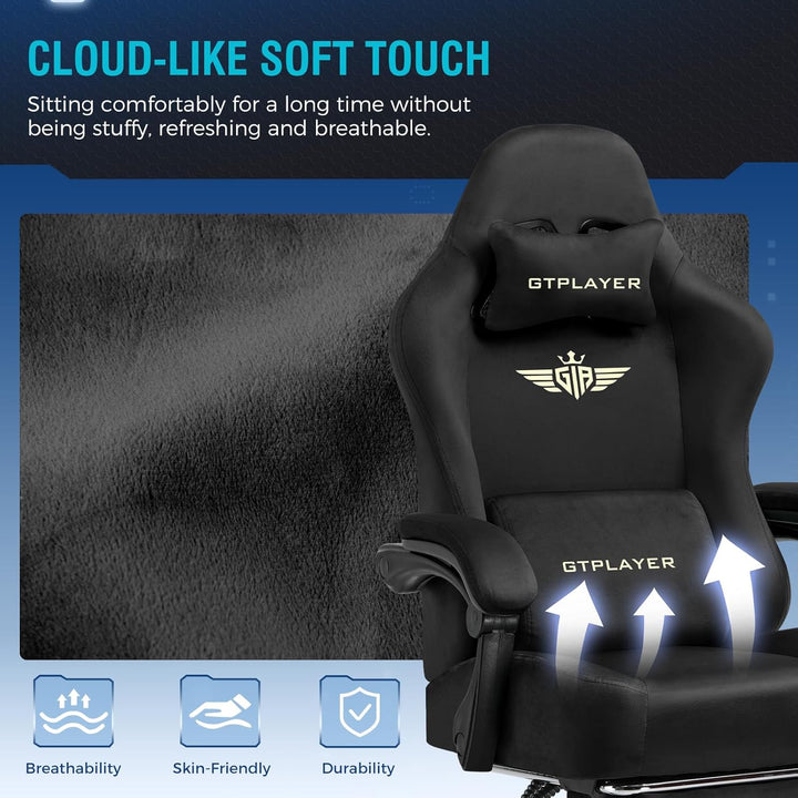 GTPLAYER Gaming Stuhl, Atmungsaktiver Bürostuhl, bürostuhl ergonomisch, Hochwertiger - Stoff, Ergono
