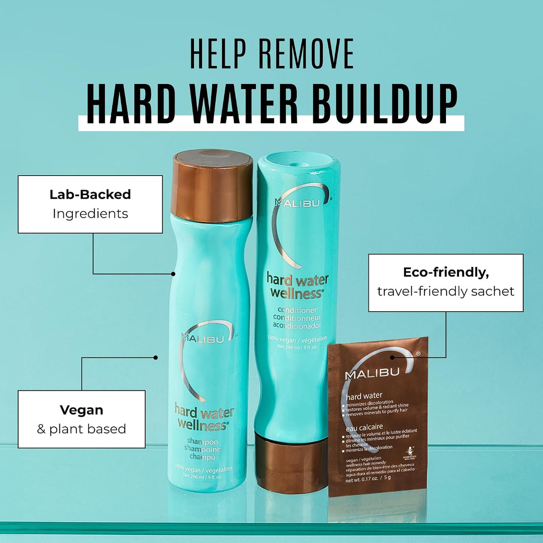 Malibu C Hard Water Wellness Kollektion (Shampoo 266ml + Conditioner 266ml + Color Lock Maske 4 x 5