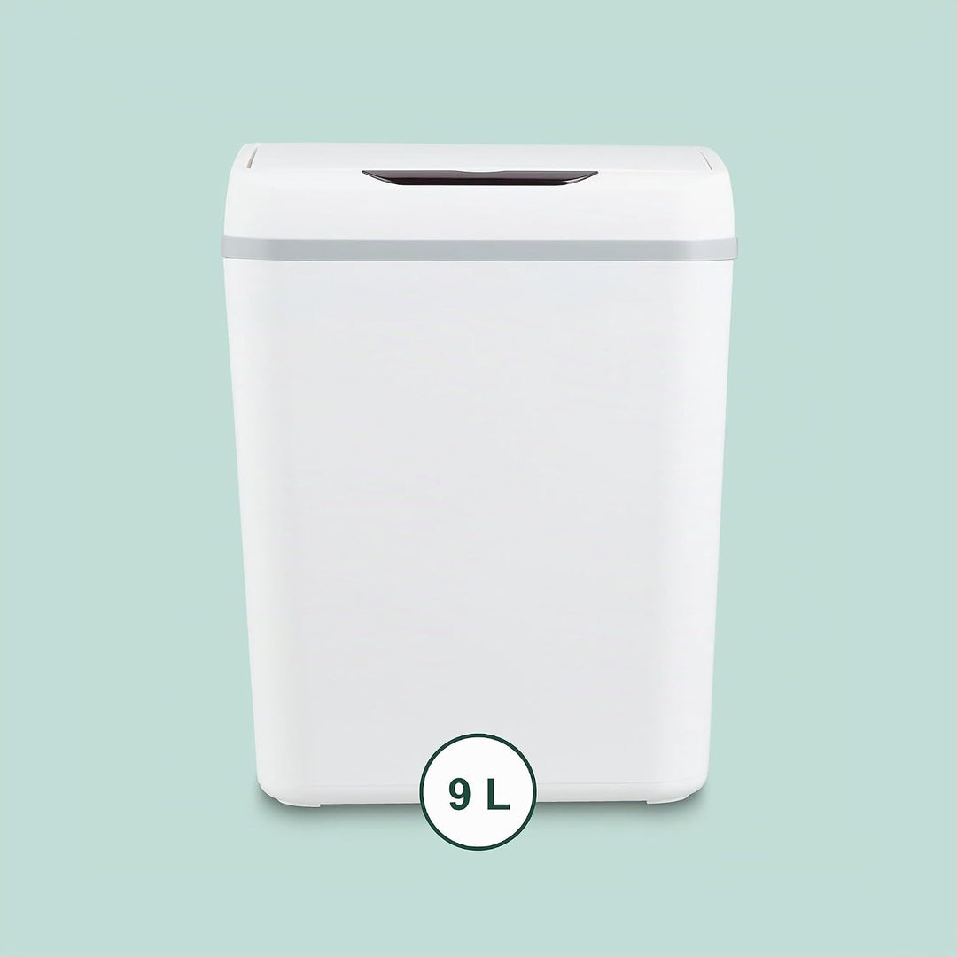 Relaxdays Mülleimer Bad, mit Sensor, 9 Liter, elektrischer Deckel, Müllbeutelhalter, Badezimmereimer