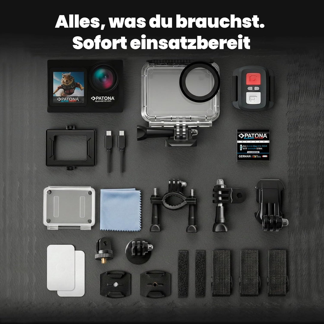 PATONA Action Cam Life SL4 | 5K 120fps 64MP EIS | 120° Weitwinkel Videokamera | Dual Screen Kamera |