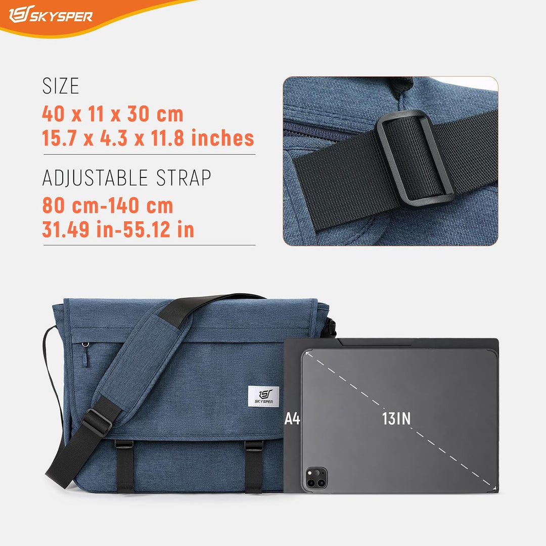 SKYSPER URBANX15 Messenger Bag mit RFID-Schutz 15,6-Zoll-Laptoptasche Umhängetasche gross für Herren