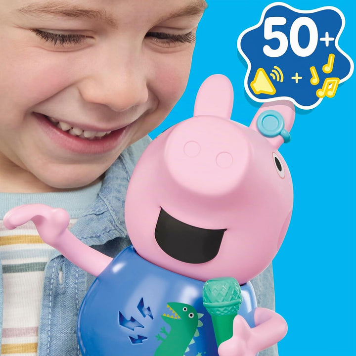 Peppa Pig Witz- und Singspass Schorsch, 20 cm grosse Figur, musikalisches Spielzeug mit mehr als 50