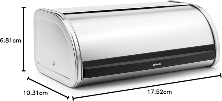 Brabantia Rollbrotkasten (matter Stahl), grosser Brotkasten mit flacher Oberseite, passend für 2 Bro