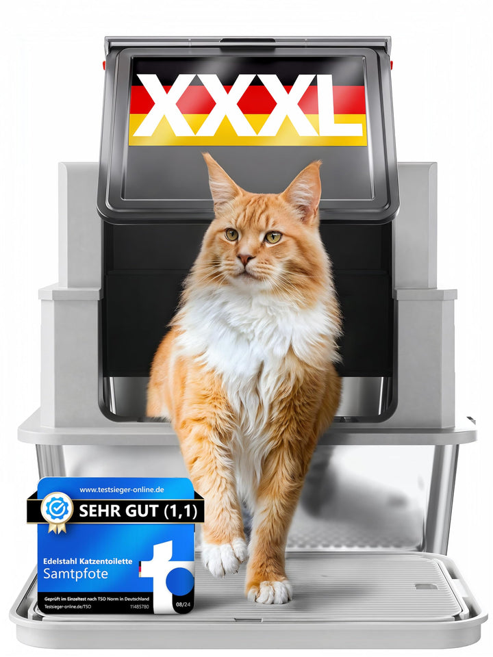 Samtpfote® „Grande“ Edelstahl Katzenklo – XXXL Katzentoilette 70×50 cm, geschlossen oder offen nutzb
