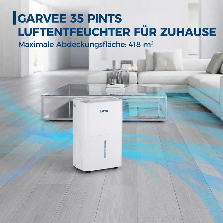 Leiser 20L/Tag Luftentfeuchter für bis zu 280m², Digitalanzeige, Dauerentwässerung, Schimmelschutz,