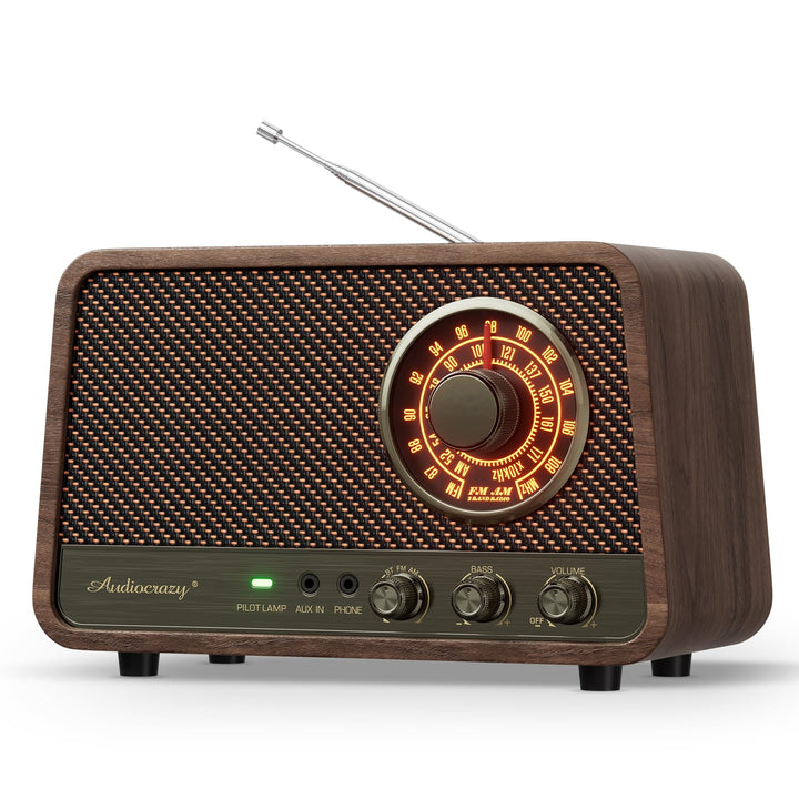 Retro-Tisch-FM-Radio mit Bluetooth-Lautsprecher, klassisches Holz-Finish, Wandstecker für Zuhause, B
