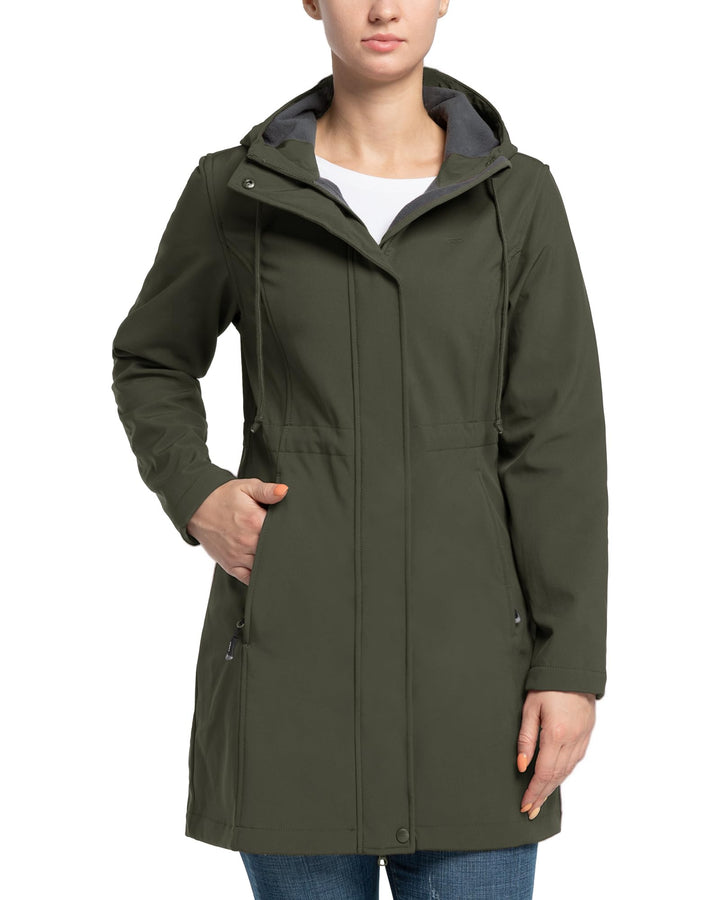 33,000ft Damen Leichte Wasserdichte Softshell Regenjacke Lange Funktionsjacke Übergangsjacke Windjac