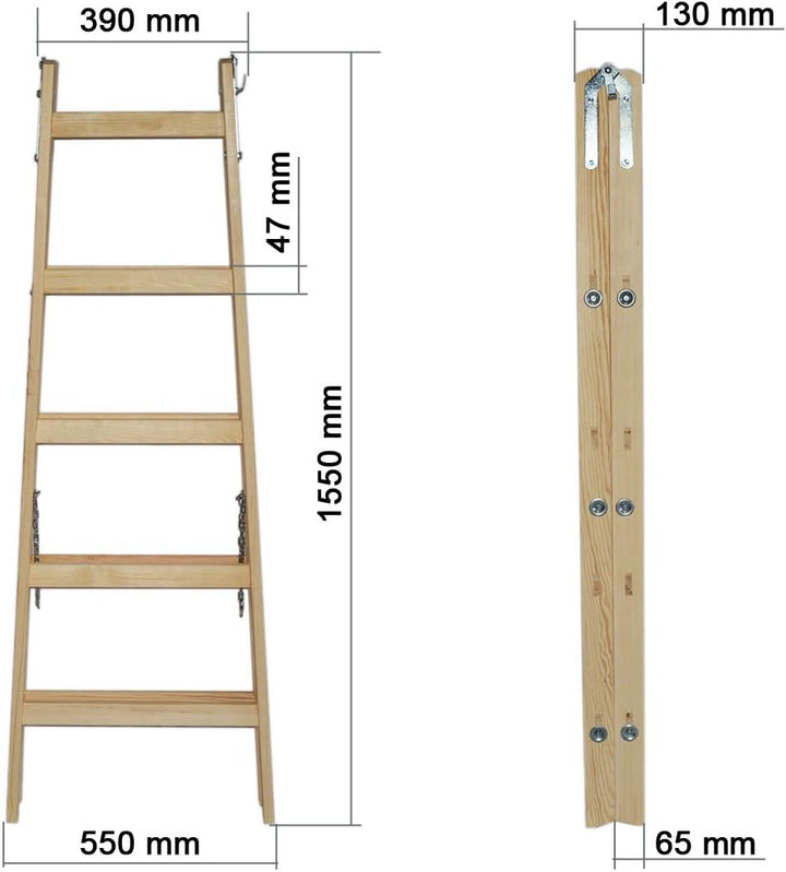 Systafex® Leiter Doppelstufenleiter Malerleiter Elektrikerleiter Stehleiter Holzleiter (5 Stufen) 1,