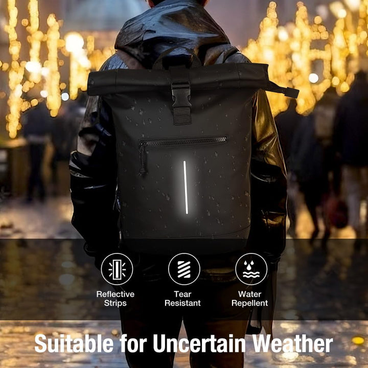Lekeinchi Rolltop Rucksack Wasserdicht für Damen & Herren, Grosser, mit Computerfach für 17 Zoll Lap