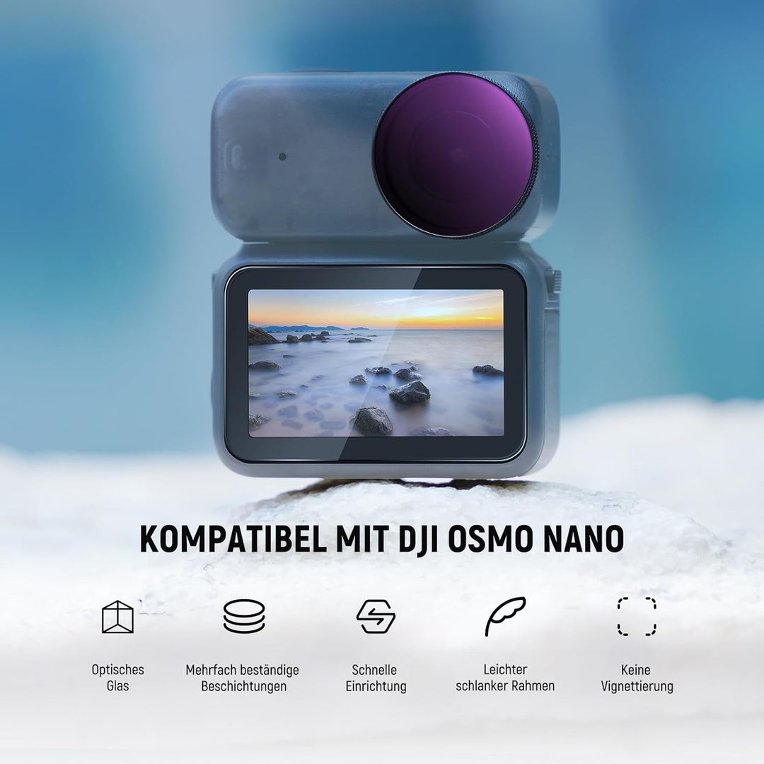 NEEWER ND/PL Filter Set Kompatibel mit DJI Osmo Nano (ND8/PL+ND16/PL+ND32/PL+ND64/PL), 4er Pack, auf