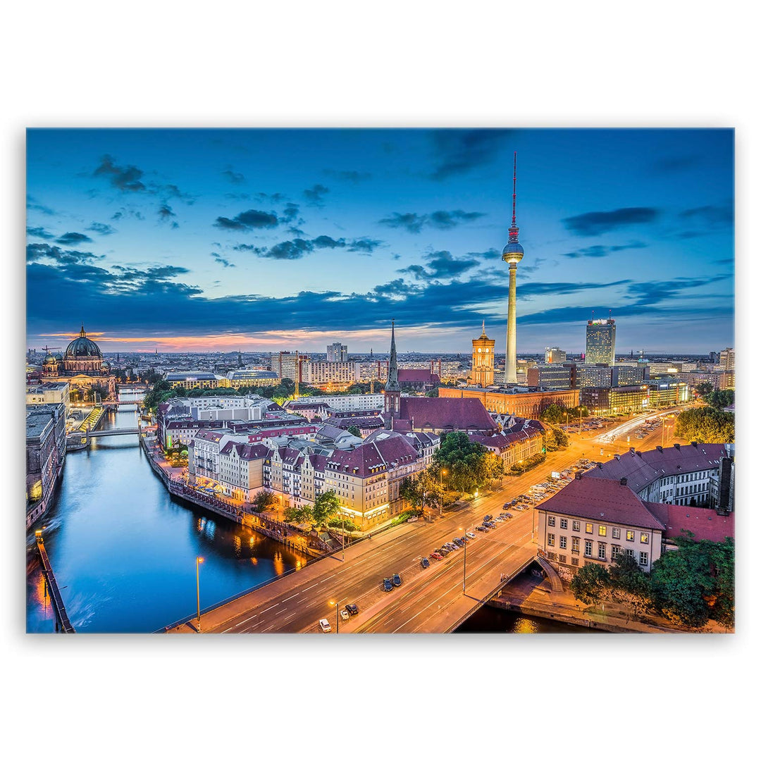 ge Bildet Bild auf Leinwand | Berlin Skyline - Deutschland - Stadtbild Städtebild A in 70x50 cm als