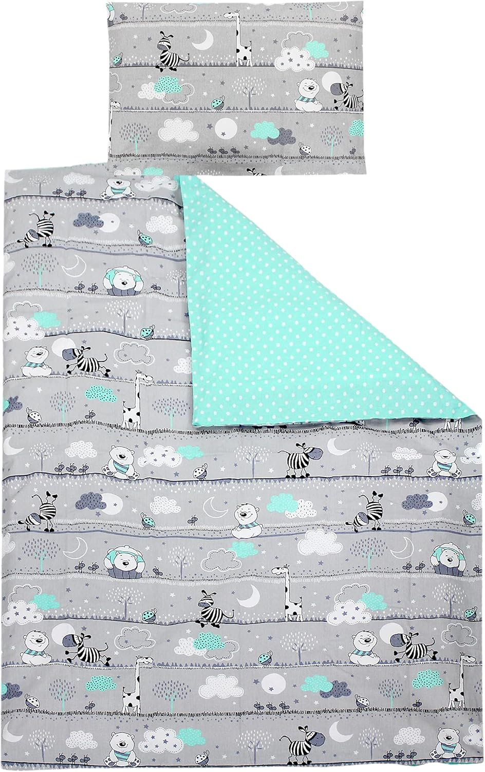 TupTam Kinder Bettwäsche Gemustert 2-Teilig Wendebettwäsche, Farbe: Bärchen Mint, Grösse: 135x100 cm