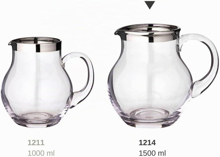 EDZARD Krug Olivia, mundgeblasenes Kristallglas mit Platinrand, Höhe 17 cm, Fassungsvermögen 1,5 Lit