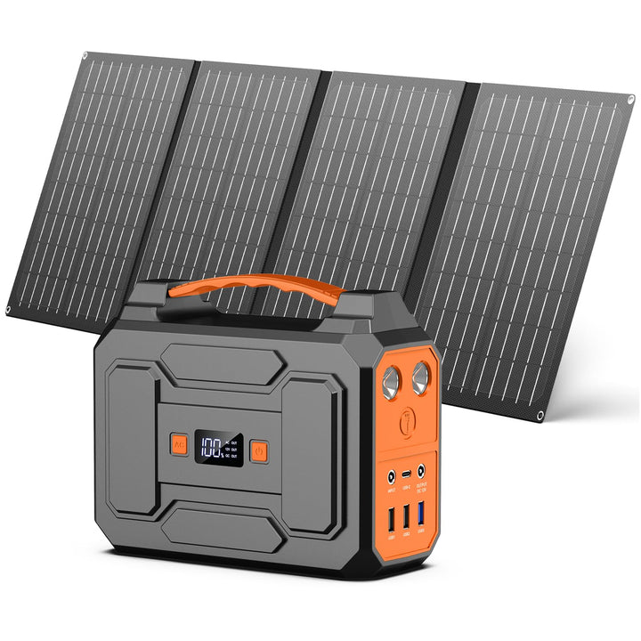 Powkey Powerstation mit Solarpanel 99Wh/27000mAh Tragbare Powerstation mit 40W Faltbare Solarpanel 1