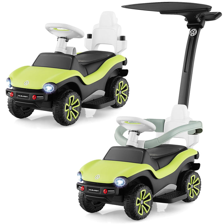 GOPLUS 3 in 1 VW autorisierte Schiebeauto, Rutschfahrzeug mit abnehmbarem Schiebgriff, Schutzbügel,