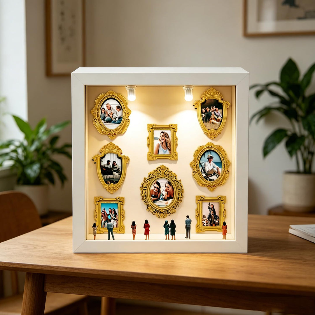 DIY Mini Museum Silhouettenbox mit Licht, Shadow Box Bilderrahmen Set, Museum of us, Foto Erinnerung