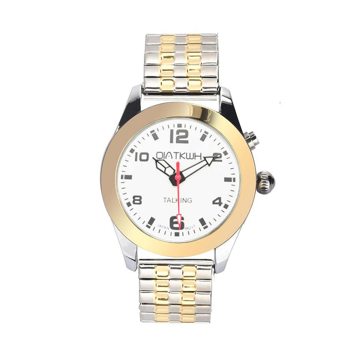 Deutsch sprechende Uhr,Goldschale, Gold und Silber, Legierungsgehäuse, Expansionsband aus Edelstahl,
