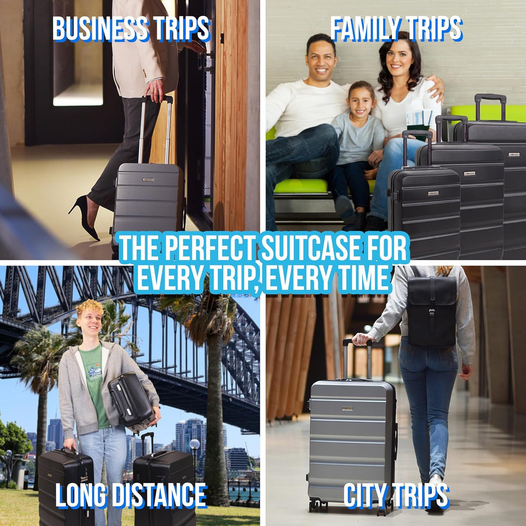 Leonardo® Kofferset 3 teilig | Koffer mit TSA-Schloss | Reisekoffer | Reisetasche mit 4 Doppelten Ro