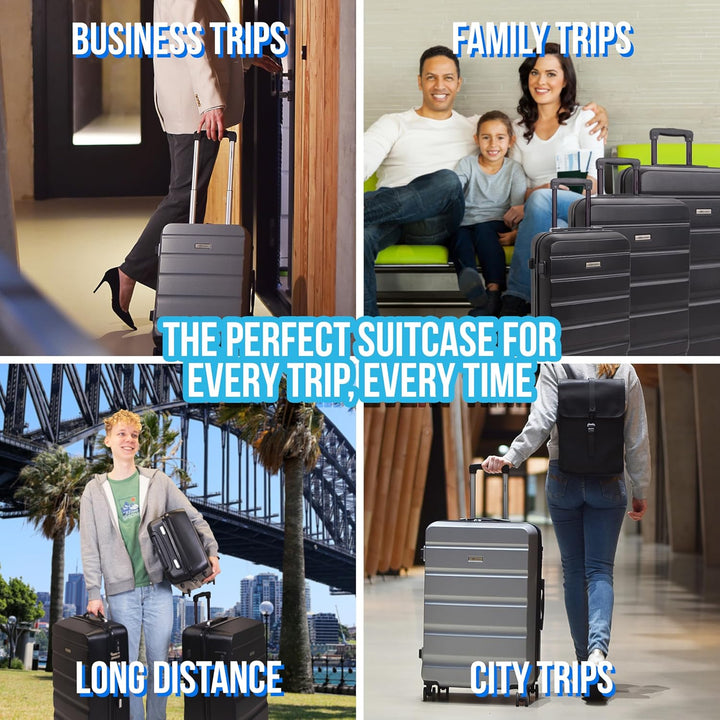 Leonardo® Kofferset 3 teilig | Koffer mit TSA-Schloss | Reisekoffer | Reisetasche mit 4 Doppelten Ro