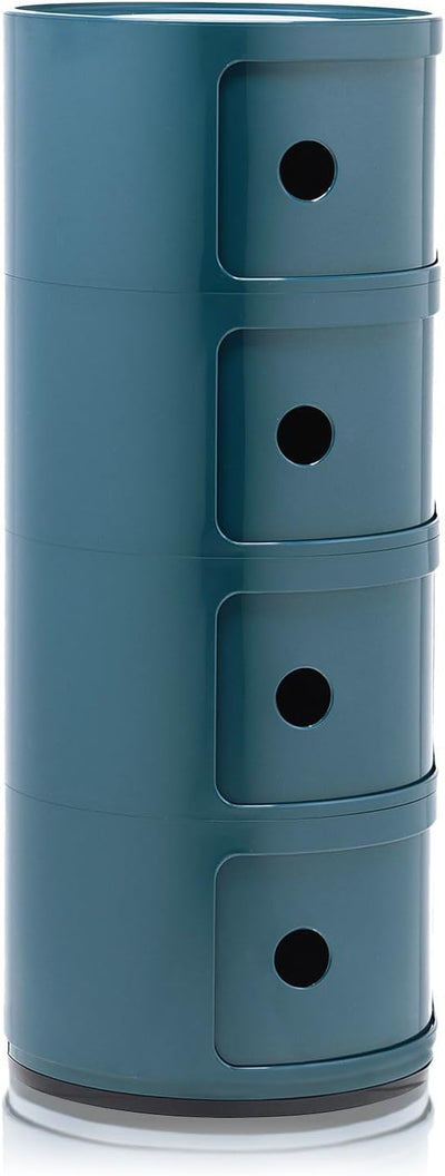 Kartell Componibili, 4 Elements, Blau, Runde Basis 4-fächer Blau, 4-fächer Blau