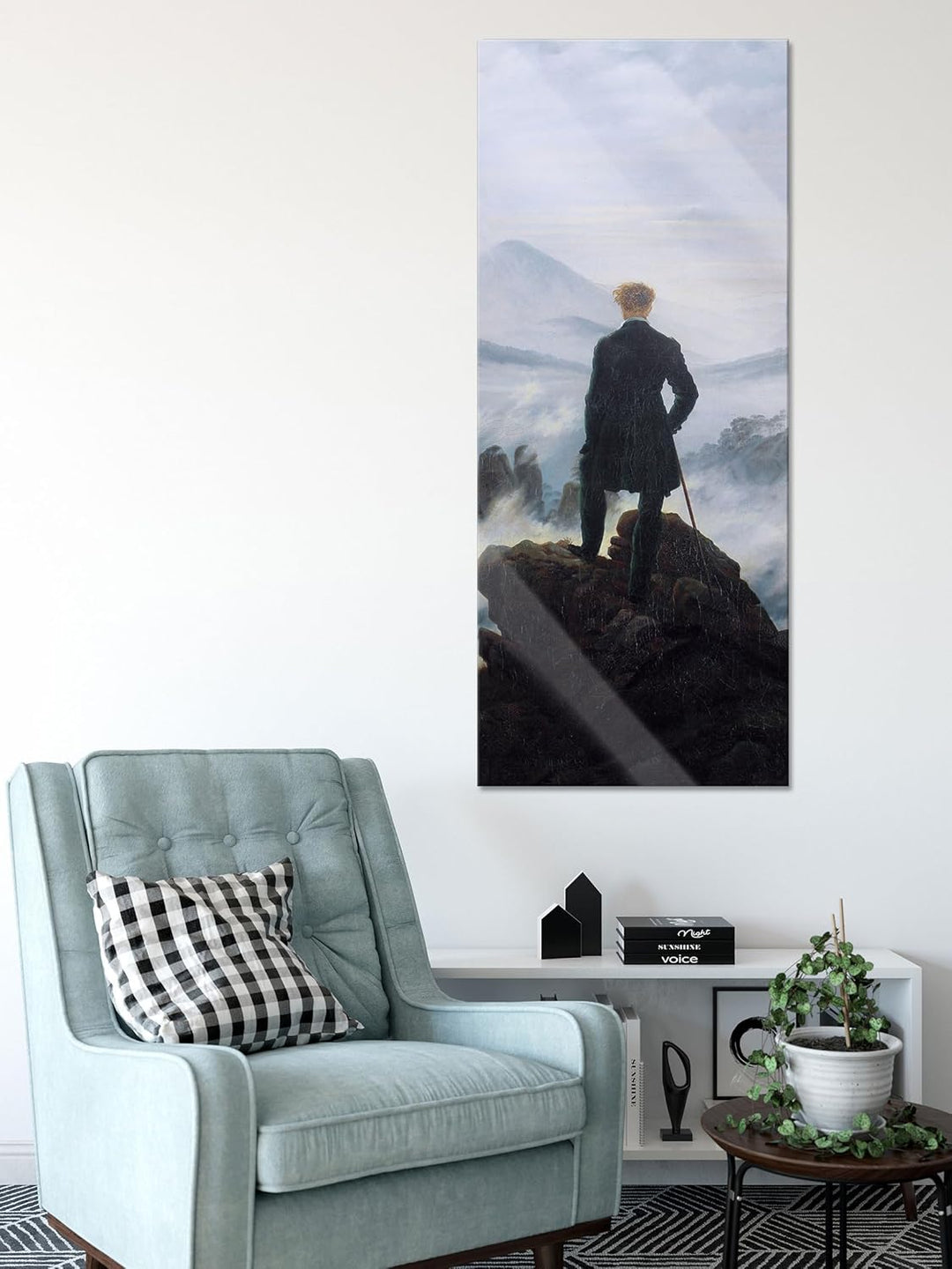 Pixxprint Glasbild Panorama, Wandbild aus Echtglas, Caspar David Friedrich - Wanderer über dem Nebel