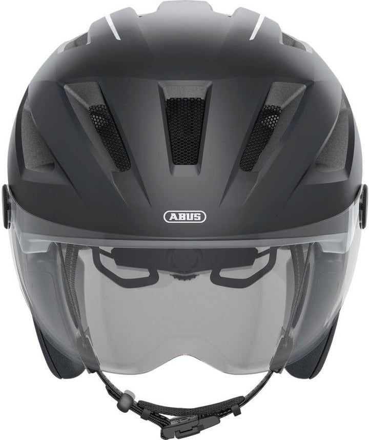 ABUS Stadthelm Pedelec 2.0 ACE - Fahrradhelm mit Rücklicht, Visier, Regenhaube, Ohrenschutz - für Da