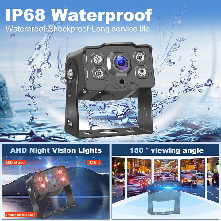 Hodozzy Rückfahrkamera 2 Kameras 7 Zoll IPS Monitor AHD Kamera Wasserdicht, Nachtsicht Frontkamera R