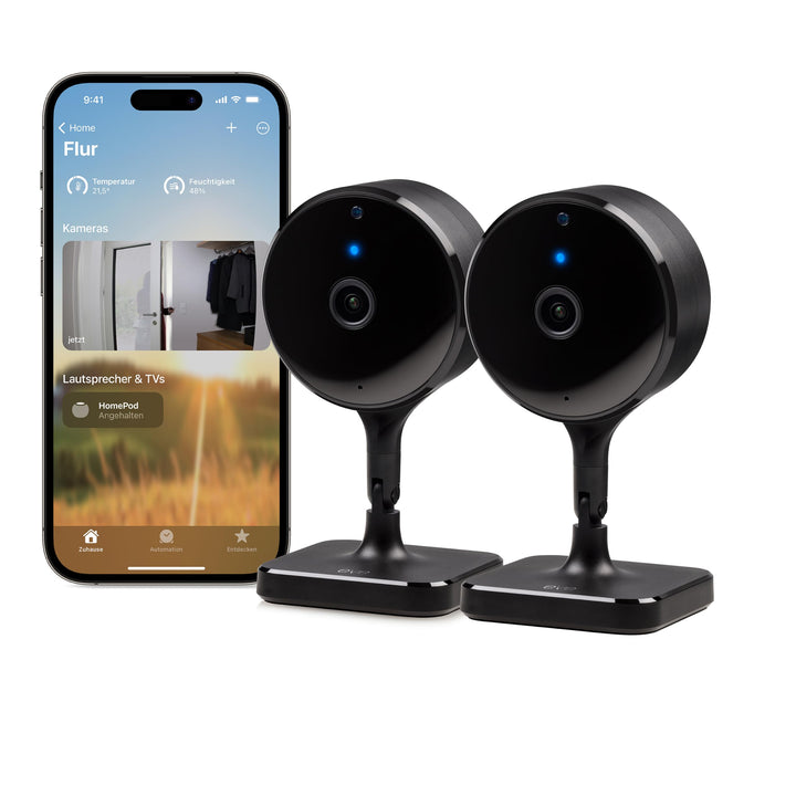 Eve Cam 2er Pack - Smarte Innenkamera, 1080p-Auflösung, WLAN, 100 Prozent Privatsphäre, HomeKit Secu