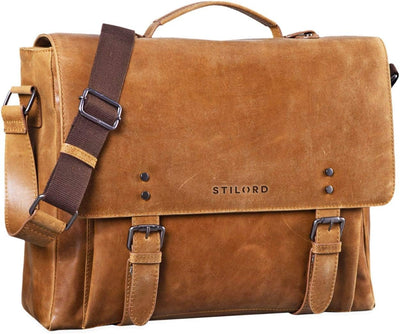 STILORD 'Alfred' Vintage Leder Aktentasche aufsteckbar XL gross Laptoptasche 17 Zoll Lehrertasche Do