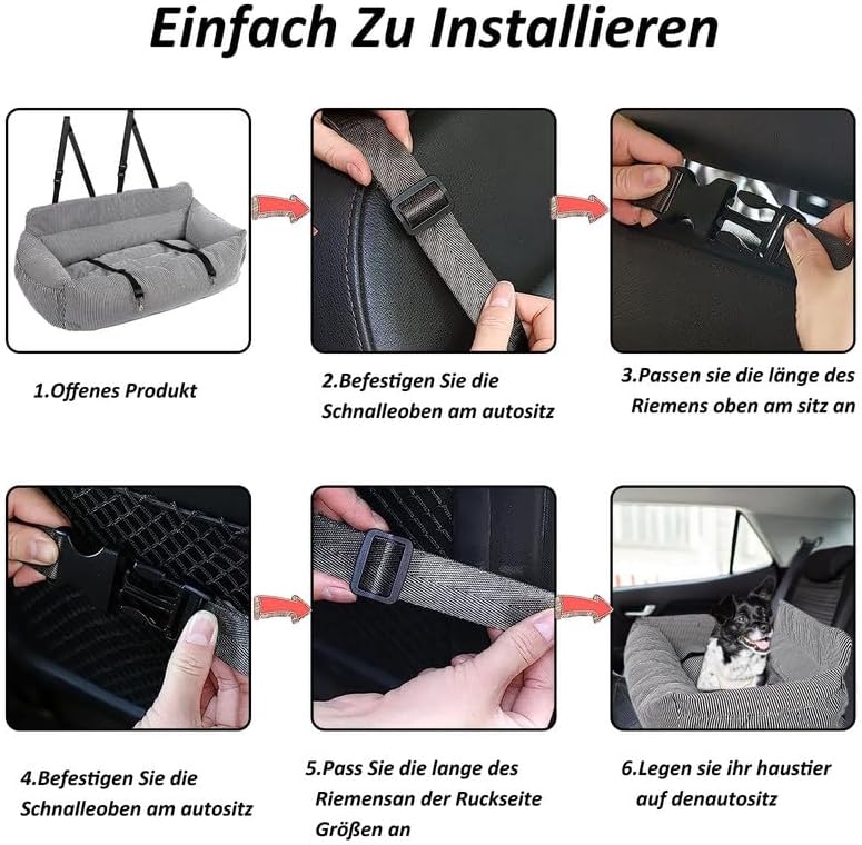 CALIYO Hunde Autositz, Sicherheitsgurt - Waschbarer Autositz Hund für Kleine, Mittlere & Grosse Hund