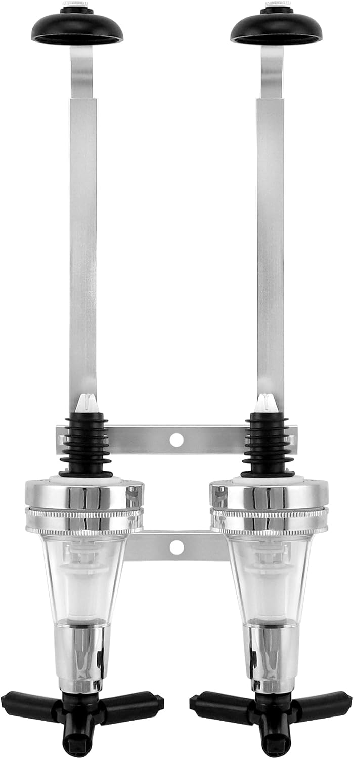 QWORK® Doppelkopfspender, Wand Montierter Flaschenhalter, Aluminiumlegierung, für Bar, Party