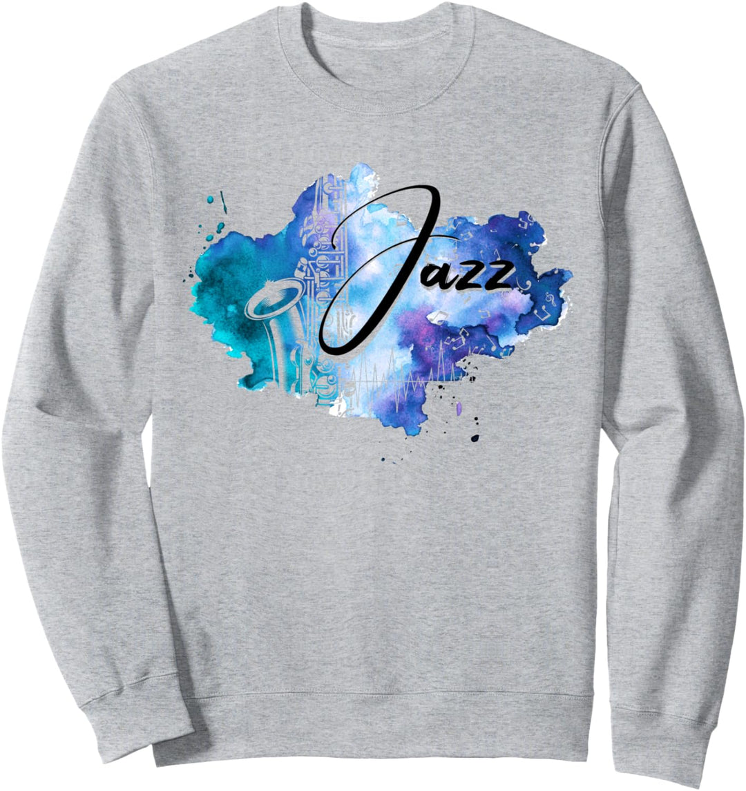 Jazz Blue Musiknoten Saxophon Damen Sweatshirt